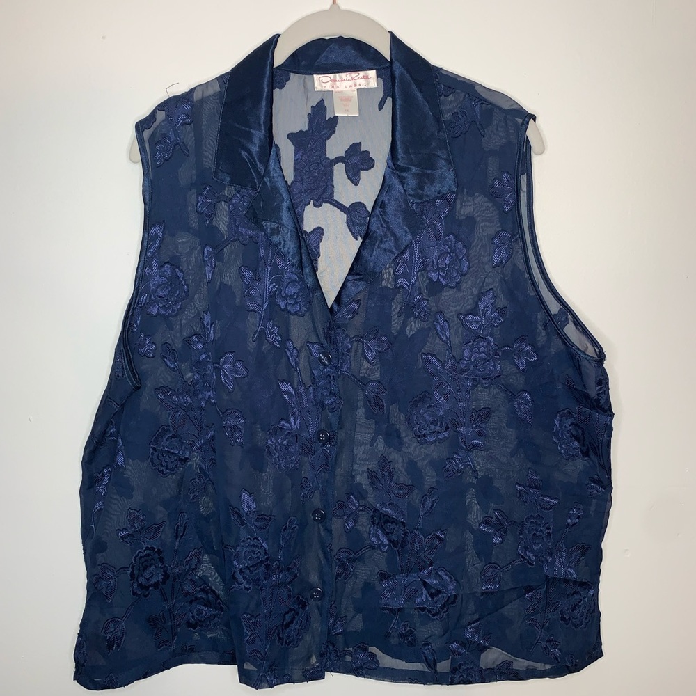Oscar de la Renta Pink Label Sheer Lace Blouse